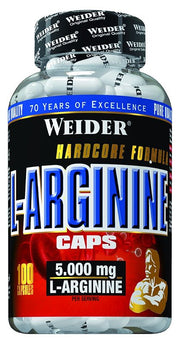 Weider L-Arginine Caps - 100 kapsulių, maisto papildas sportui