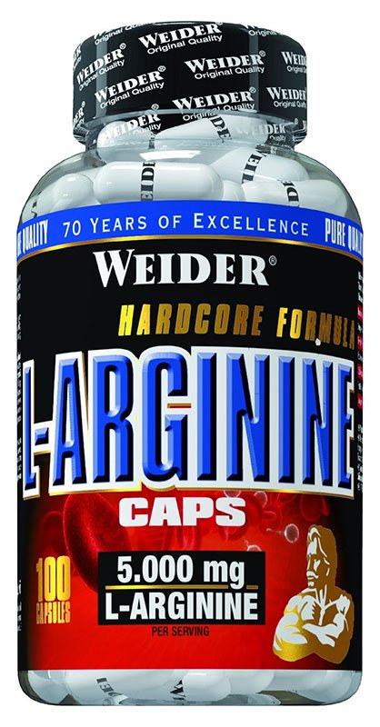 Weider L-Arginine Caps - 100 kapsulių, maisto papildas sportui