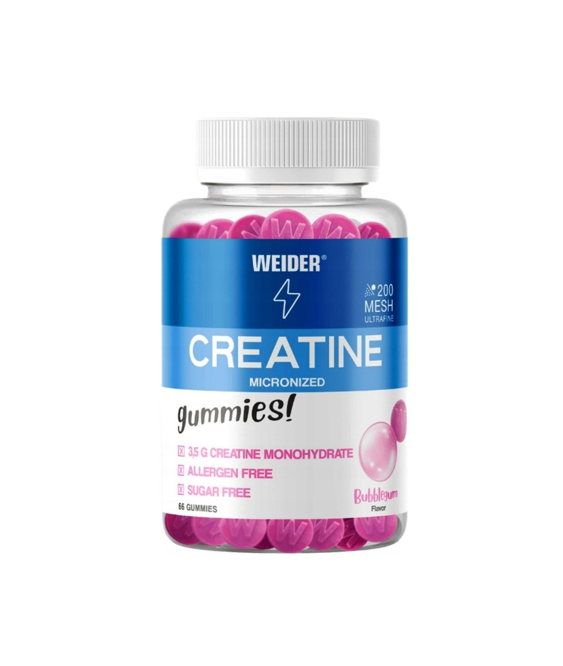 Weider Micronized Creatine, Bubblegum - 60 guminukų