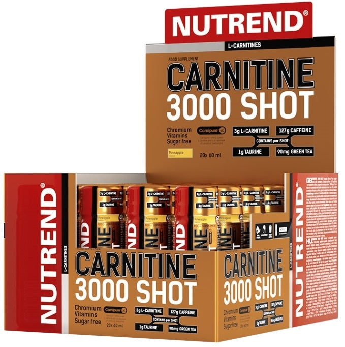 Nutrend Carnitine 3000 Shot, ananasas, energijos gėrimas, sporto papildas