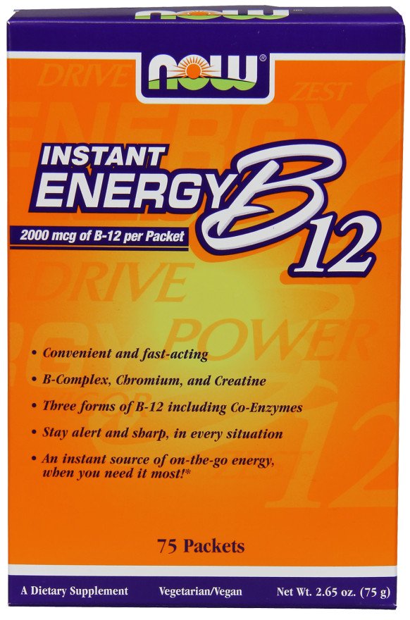 NOW Foods Vitamin B-12, Instant Energy - 75 paketėlių, maisto papildas