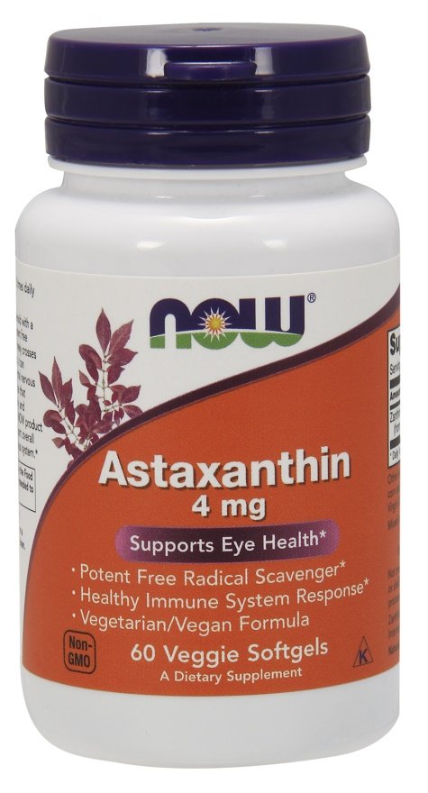 NOW Foods Astaxanthin, 4mg - 60 kapsulių