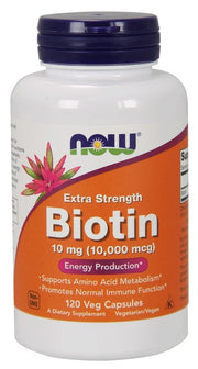 NOW Foods Biotiini, 10 mg Extra Vahva - 120 kapselia