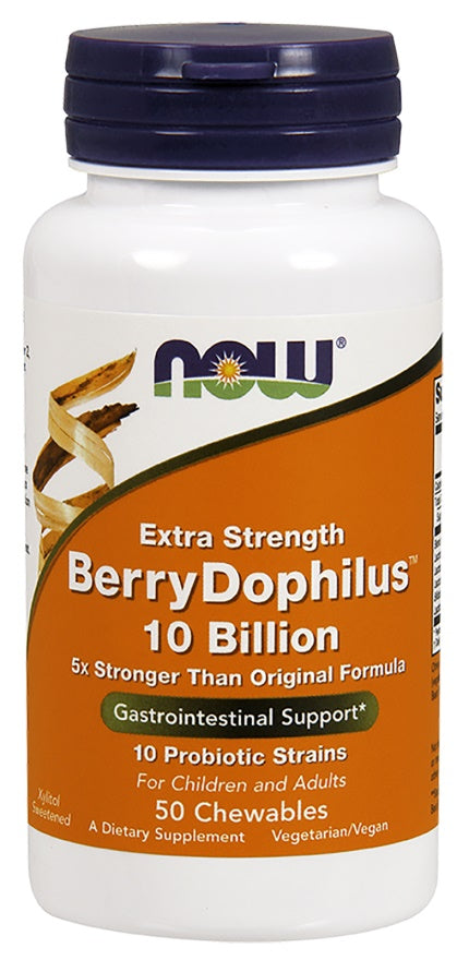 NOW Foods BerryDophilus, 10 Billion kramtomosios tabletės