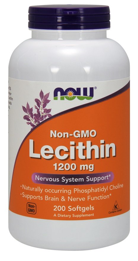 NOW Foods Lesitiini, 1200 mg Ei-GMO - 200 kapselia