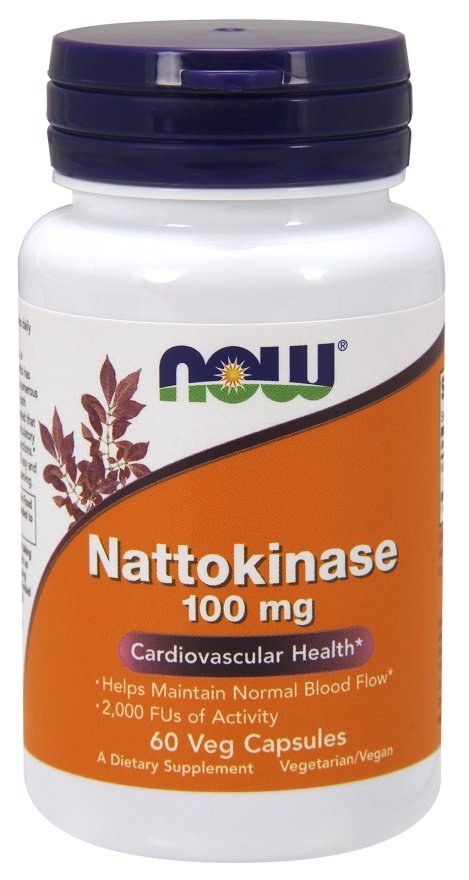 NOW Foods Nattokinase, 100mg - 60 kapsulių, sveikatos papildas