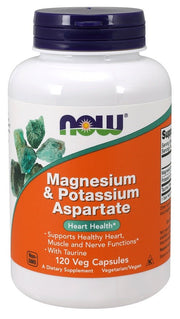 NOW Foods Magnesium- ja kaliumaspartaatti tauriinilla - 120 kapselia