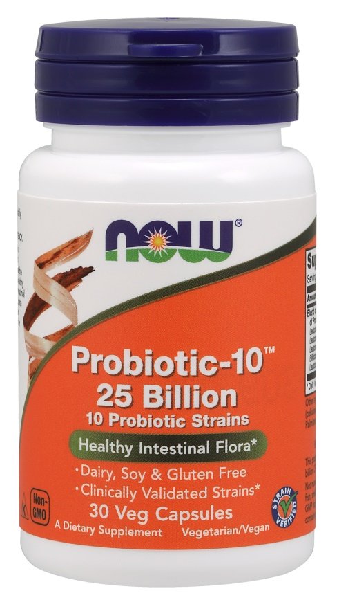 NOW Foods Probiotic-10, 25 Billion - 30 kapsulių, probiotikai, sveikata