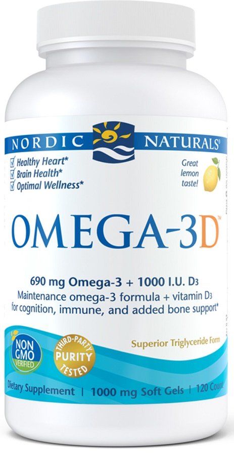 Nordic Naturals Omega-3D, 690 mg Sitruuna - 120 kapselia