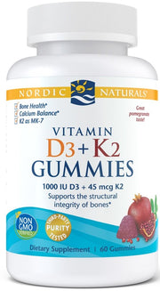 Nordic Naturals D3+K2-vitamiinikarkit, granaattiomena - 60 karkkia