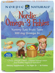 Nordic Naturals Nordic Omega-3 Fishies, 300mg Yummy Tutti Frutti Taste - 36 kalaa