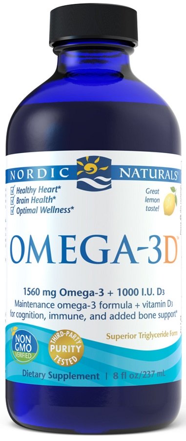 Nordic Naturals Omega-3D, 1560 mg sitruuna - 237 ml.
