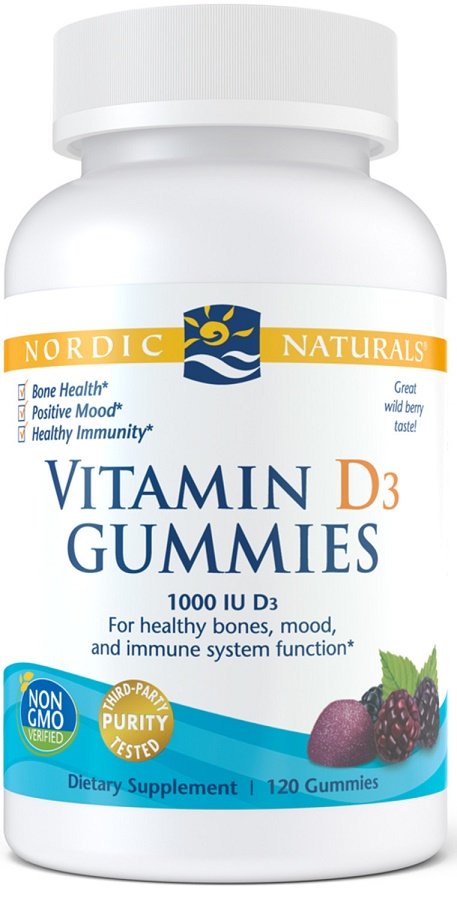 Nordic Naturals D3-vitamiinikarkit, 1000 IU metsämarja - 120 karkkia