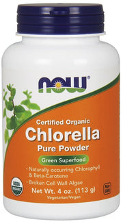 NOW Foods Chlorella, Pure Powder - 113 gramų, žalių dumblių milteliai, ekologiški