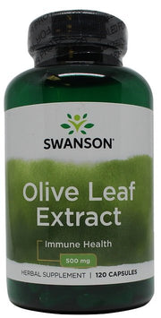 Swanson Olive Leaf Extract, 500mg - 120 kapsulių, maisto papildas imunitetui