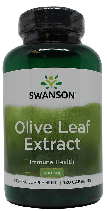Swanson Olive Leaf Extract, 500mg - 120 kapsulių, maisto papildas imunitetui