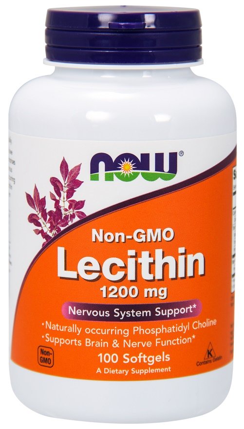 NOW Foods Lesitiini, 1200 mg Ei-GMO - 100 kapselia