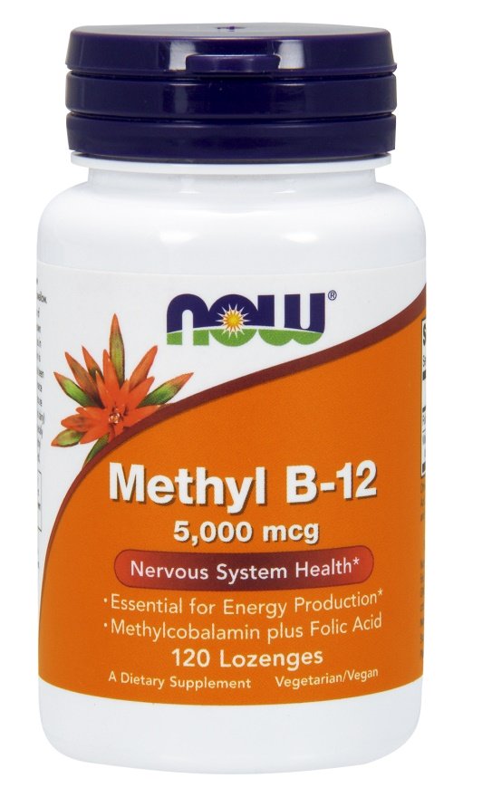 NOW Foods Methyl B-12 su Folic Acid, 120 pastilių
