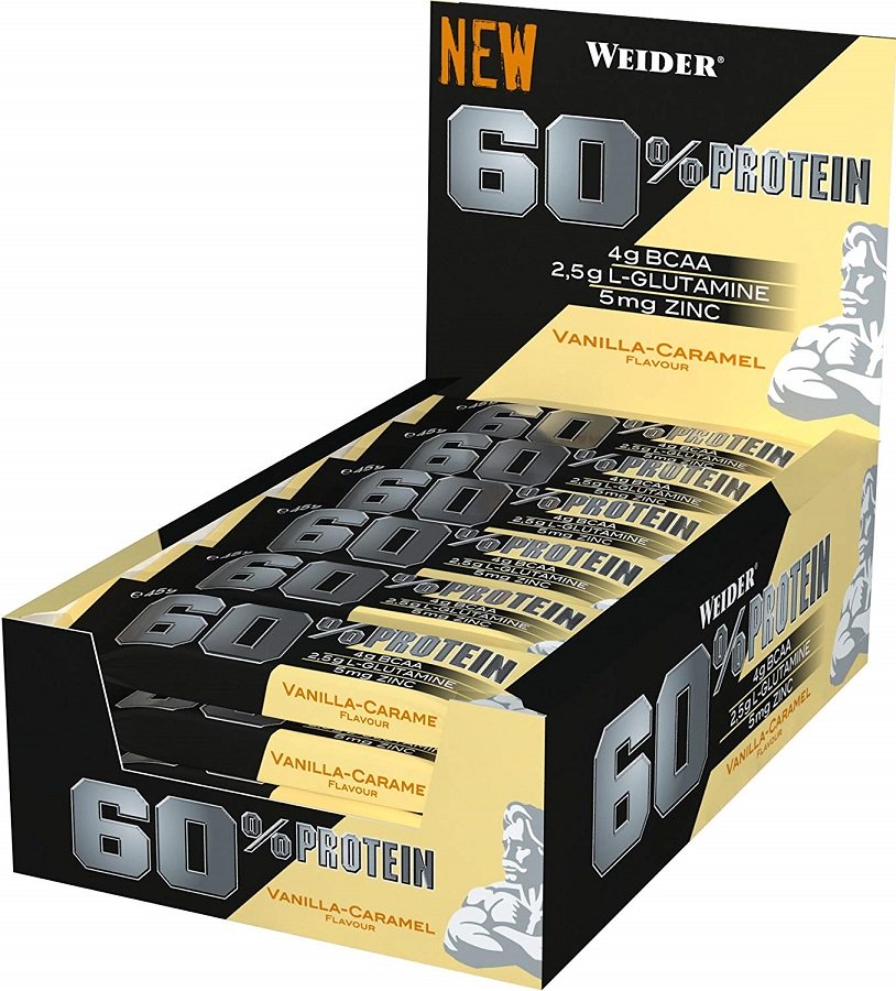 Weider 60 % proteiinipatukka, vanilja-karamelli - 24 x 45 g
