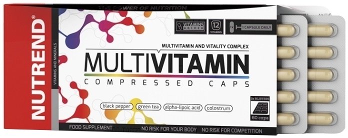 Nutrend MultiVitamin Compressed Caps - 60 kapsulių, maisto papildas, vitaminai ir mineralai