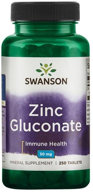 Swanson cinko gliukonato, 30mg, 250 tablečių, maisto papildas
