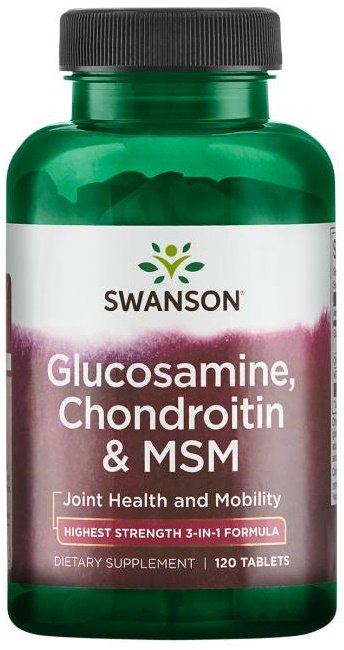 Swanson gliukozamino, chondroitinas ir MSM, 750mg, 120 tablečių, maisto papildas, sanariams