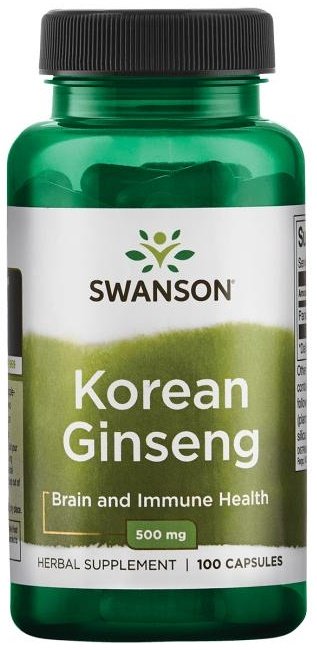 Swanson Korean Ginseng, 500mg - 100 kapsulių, sveikata ir imuninės sistemos stiprinimas