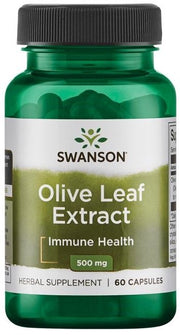 Swanson Olive Leaf Extract, 500mg - 60 kapsulių, imunitetui, sveikatai