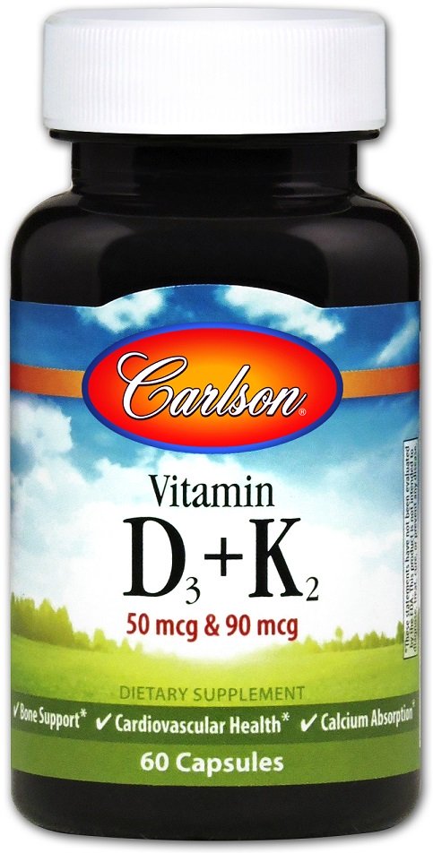 Vitaminų papildas Carlson Labs D3+K2 kapsulės