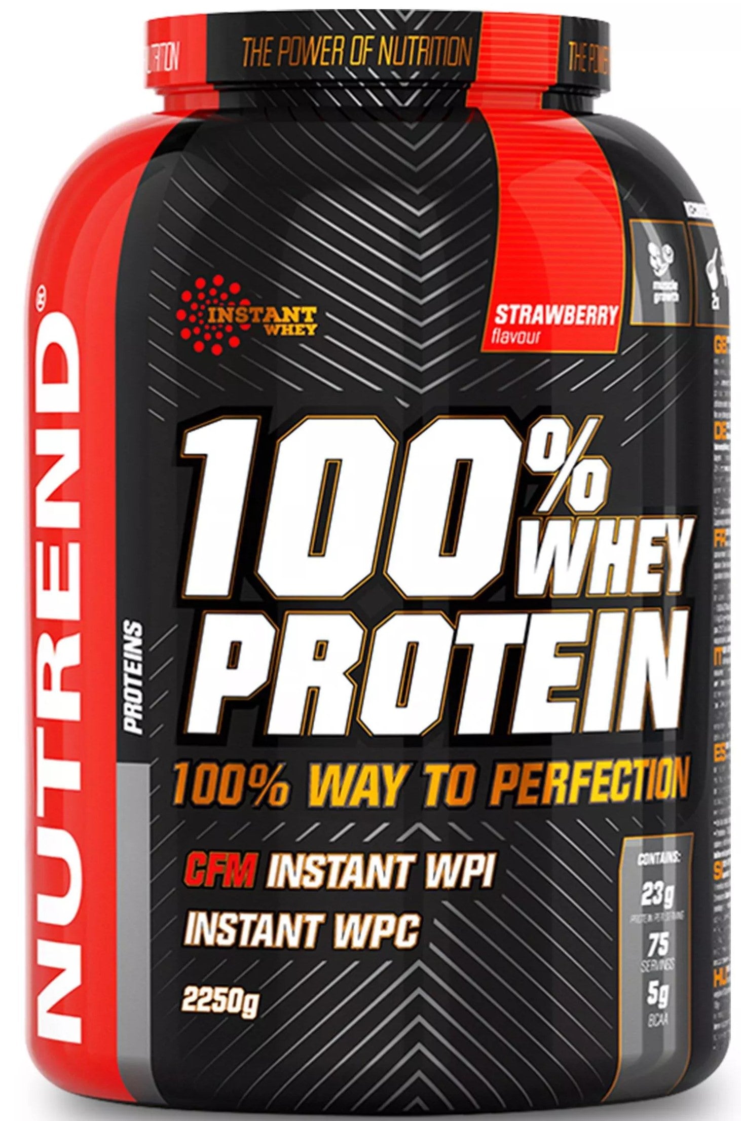 Nutrend 100% Whey Protein, Braškių skonio, sporto papildas