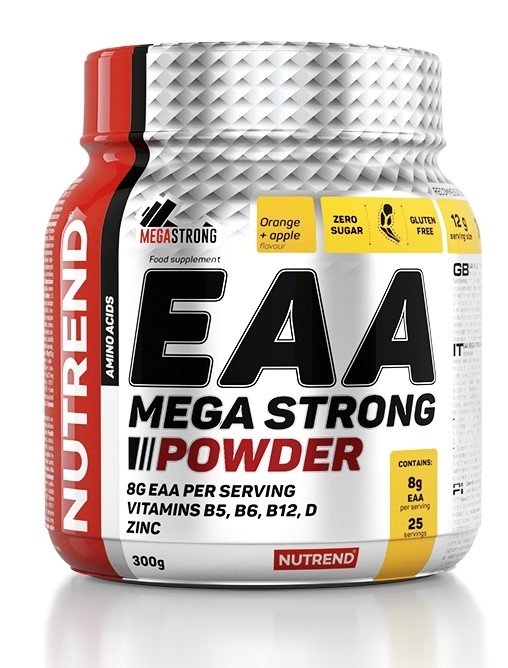 Nutrend EAA Mega Strong Powder, apelsinas ir obuolys, sporto papildas