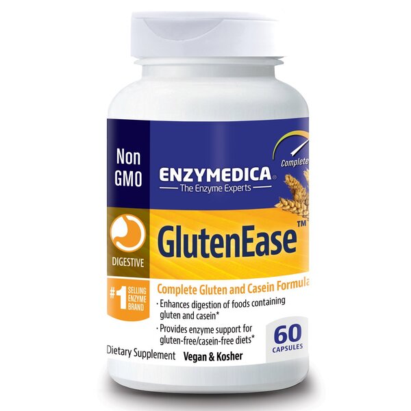 Enzymedica GlutenEase - 60 kapsulių, virškinimo papildas, be glitimo