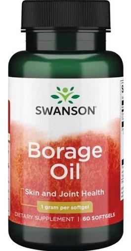 Swanson Borage Oil, 1000mg - 60 kapsulių, maisto papildas moterims