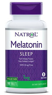 Natrol Melatoninas, 1mg, 180 tablečių, miego papildas