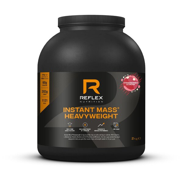 Maisto papildas Reflex Nutrition Instant Mass Heavyweight, Braškių ir Kremų, 2000 g