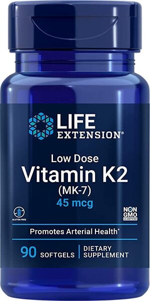 Life Extension -vitamiini K2 (MK-7), matala-annoksinen, 45 mikrogrammaa - 90 kapselia