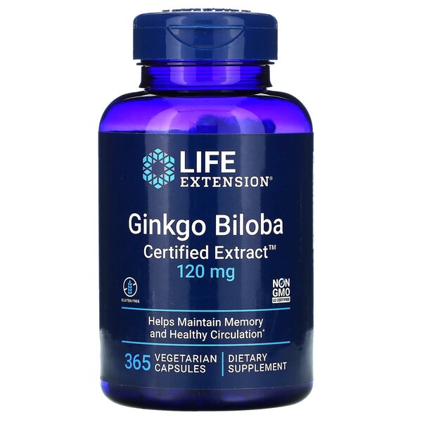 Ginkgo Biloba maisto papildas, 120 mg, 365 kapsulių