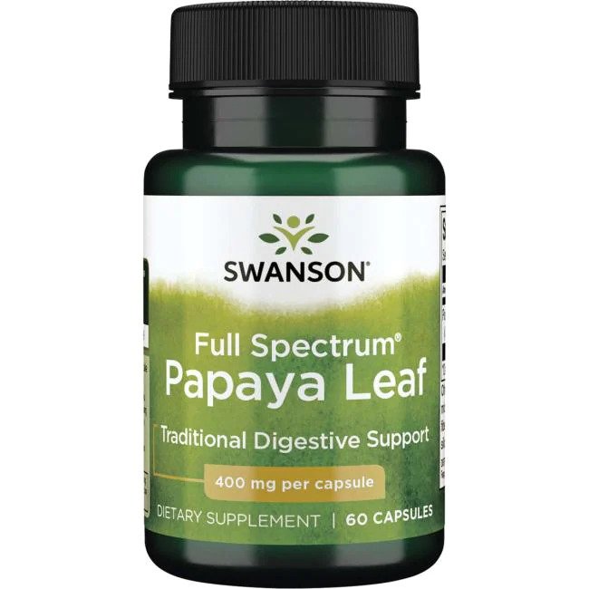 Swanson Papaya Leaf maisto papildas kapsulės