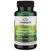 Swanson Kurkuma-, ashwagandha- ja ginseng-kompleksi - 60 kapselia