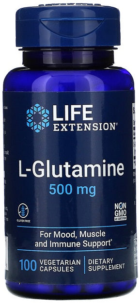 L-Glutaminas maisto papildas, 500mg, 100 kapsulių
