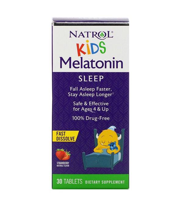 Natrol Kids Melatoniini, Mansikka - 30 tablettia