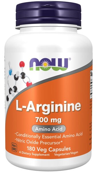 L-Argininas maisto papildas, 700mg, 180 veg kapsulės