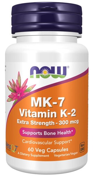 NOW Foods MK-7 K-2-vitamiini, 300mcg Extra Vahva - 60 kapselia
