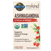 Garden of Life Mykind Ashwagandha - 60 vegan tabletės, virškinimui ir nuotaikai, ekologiškas maisto papildas