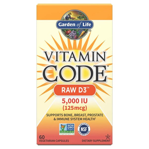 Vitaminų papildas Garden of Life Vitamin Code Raw D3, 5000 IU, 60 kapsulių