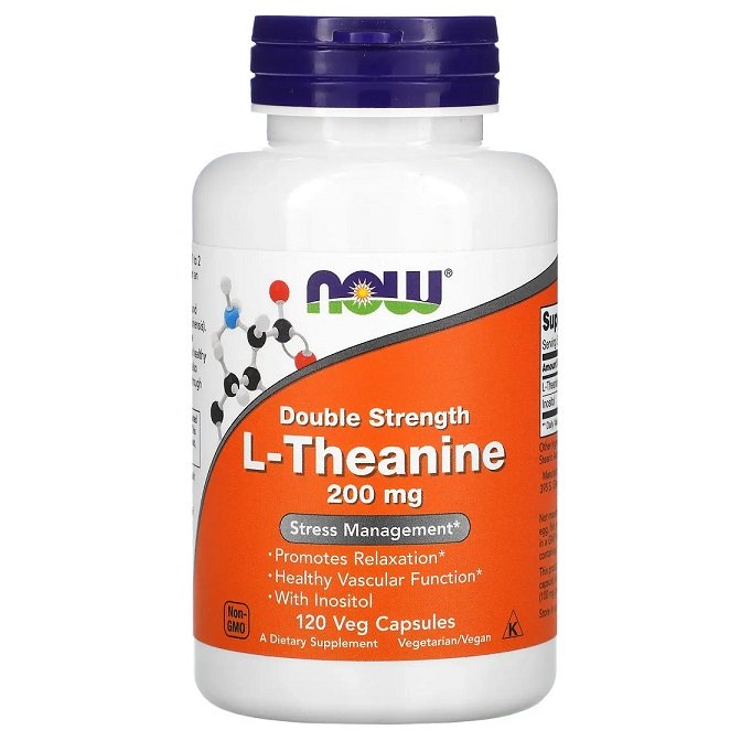 NOW Foods Tuplavahva L-teaniini, 200 mg - 120 kapselia