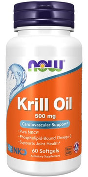 NOW Foods Krill Oil, 500mg, 60 kapsulių, kardiovaskulinė parama