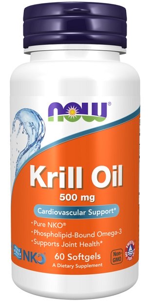 NOW Foods Krill Oil, 500mg, 60 kapsulių, kardiovaskulinė parama