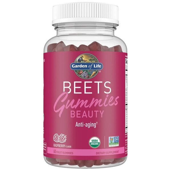 Garden of Life Beets Gummies, aviečių skonio, 60 vaisių gumuliukų