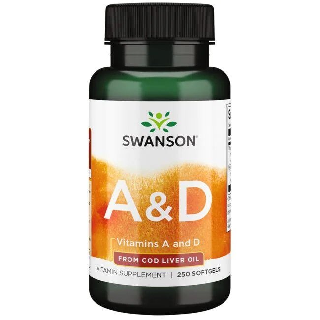 Swanson vitaminai A ir D kapsulės